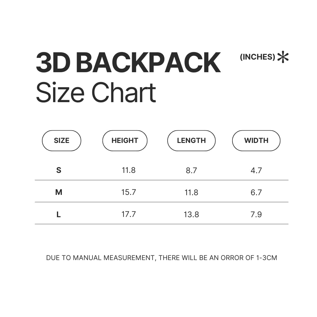 3D Backpack Size Chart - Nichijou Merch