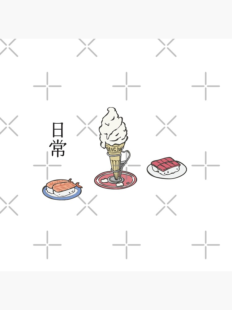 Nichijou Ice Cream And Sushi Throw Pillow - Image 2