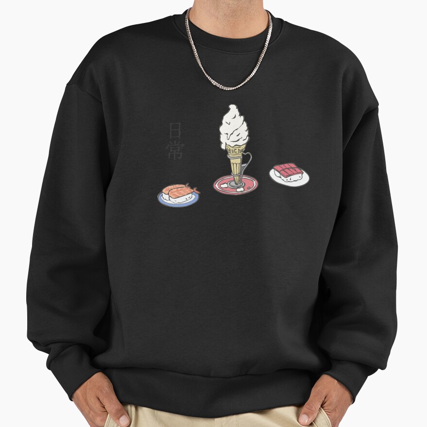 Nichijou Ice Cream And Sushi Sweatshirt - Image 2