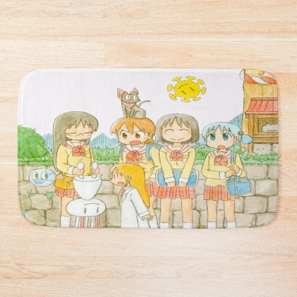 Retro Nichijou Main Characters Bath Mat