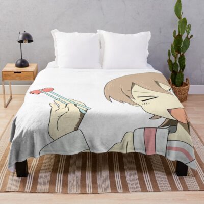 Nichijou Yuuko Caught The Sausage Throw Blanket