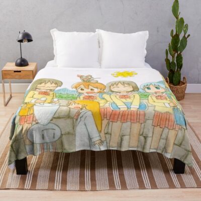 Retro Nichijou Main Characters Throw Blanket