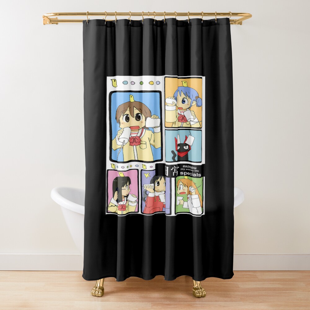 Nichijou Main Characters Shower Curtain