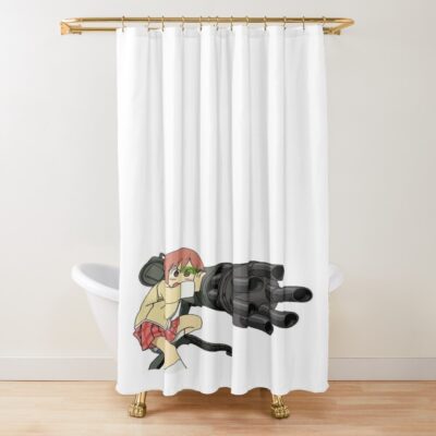 Nichijou Misato Minigun Shower Curtain