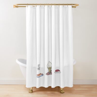 Nichijou Ice Cream And Sushi Shower Curtain