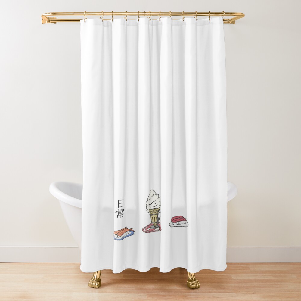 Nichijou Ice Cream And Sushi Shower Curtain