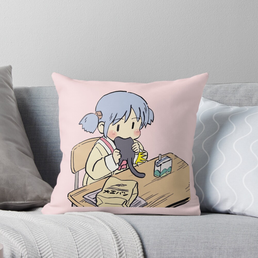 Mio Eating Sakamoto For Lunch Throw Pillow