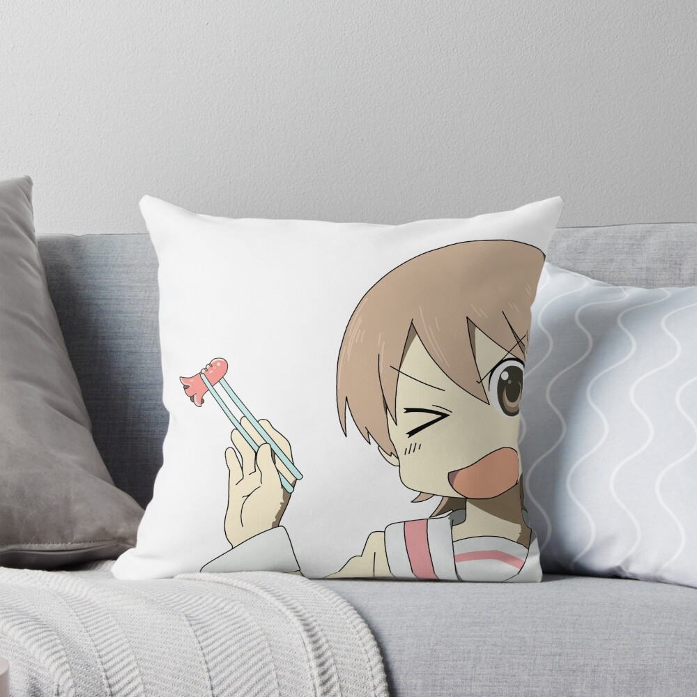Nichijou Yuuko Caught The Sausage Throw Pillow