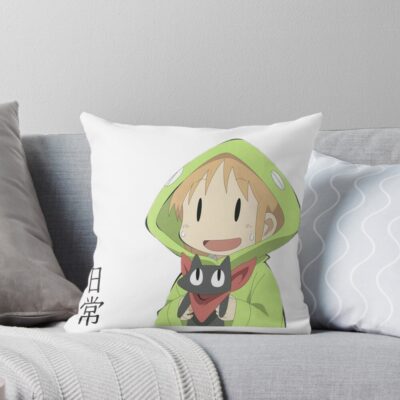 Nichijou Professor And Sakamoto Throw Pillow